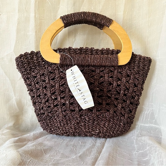 White Stag Paper Straw Handbag Bundle of 2, Brown & Toast, NWT, Boho Beach Bags - Picture 2 of 9